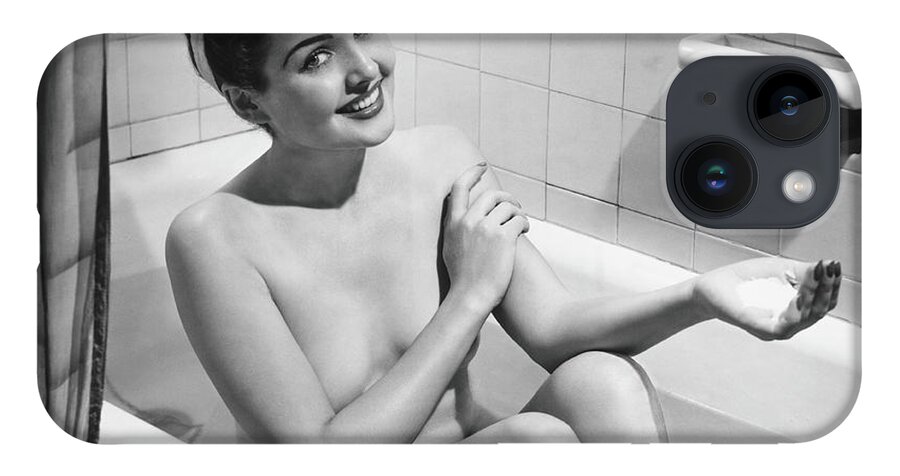 Human Arm iPhone Case featuring the photograph Woman Bathing, B&w, Portrait by George Marks