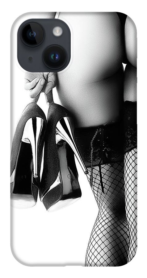 Woman iPhone 14 Case featuring the photograph Woman in lingerie rear view by Johan Swanepoel