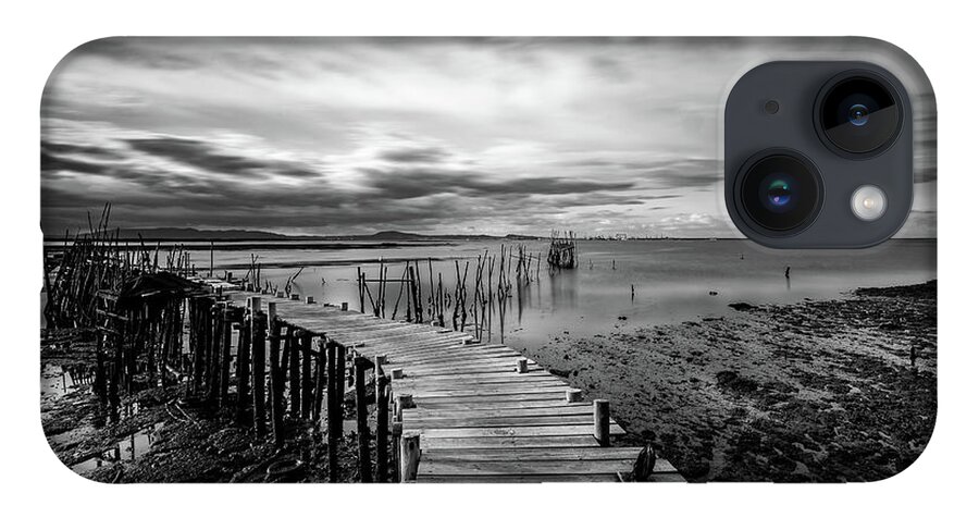 Seascapes iPhone 14 Case featuring the photograph Wooden fishing Piers by Michalakis Ppalis