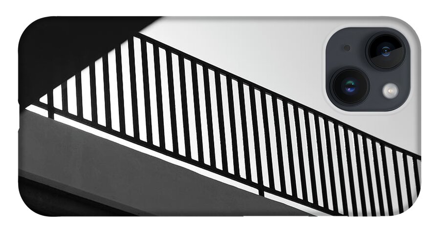 Black & White iPhone 14 Case featuring the photograph Working all the angles by Lora Lee Chapman