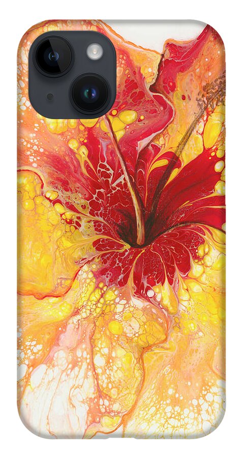 Hibiscus iPhone 14 Case featuring the painting Yellow and Red Hibiscus by Darice Machel McGuire