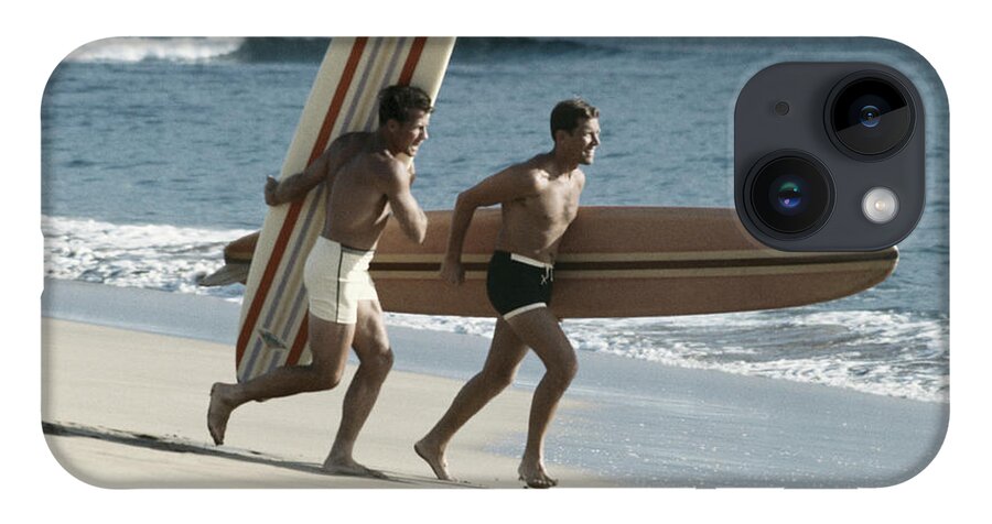 People iPhone 14 Case featuring the photograph Young Men Running On Beach With by Tom Kelley Archive