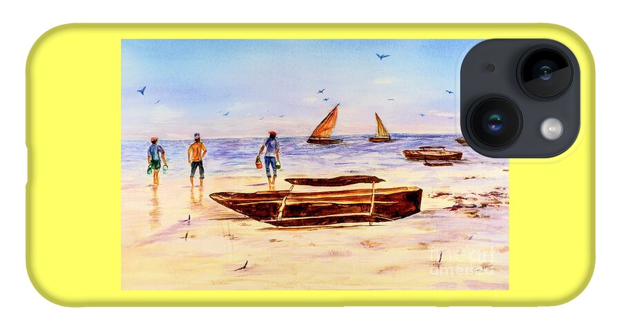 Beach iPhone Case featuring the painting Zanzibar Forzani beach by Sher Nasser