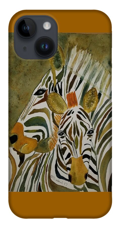 Zebra iPhone Case featuring the painting Zebra Jungle by Ann Frederick
