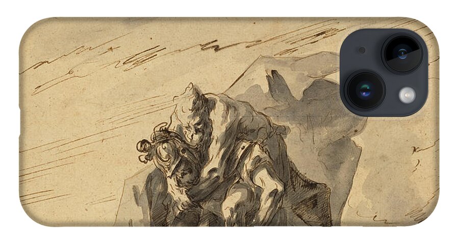 Gaspare Diziani iPhone Case featuring the drawing Aeneas Carrying Anchises from Burning Troy by Gaspare Diziani