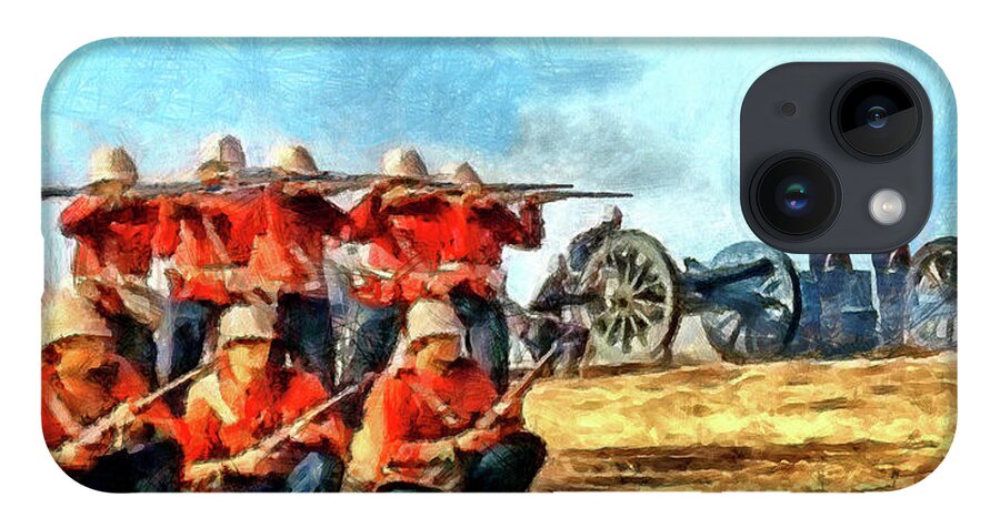 British Soldiers iPhone 14 Case featuring the digital art Defend the Artillery by Digital Photographic Arts