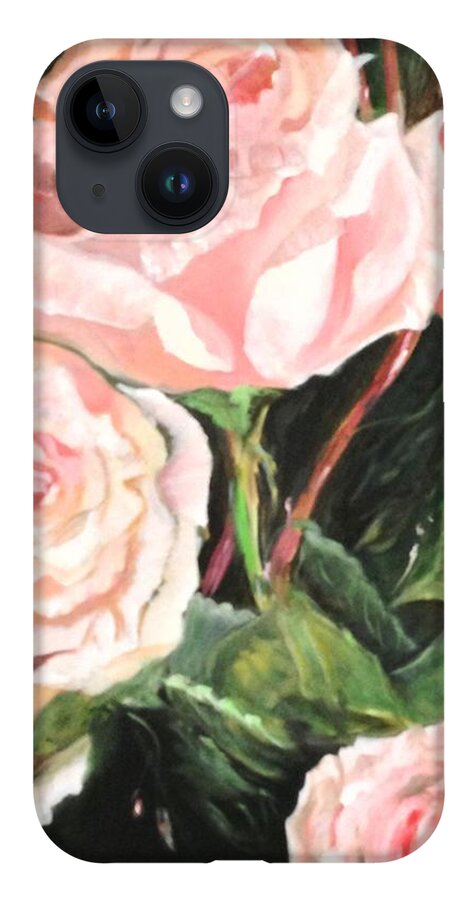Pink Roses iPhone 14 Case featuring the painting Elegant Dancer by Juliette Becker