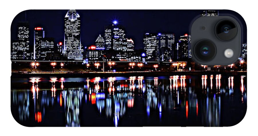  Montreal iPhone Case featuring the photograph Montreal Skyline by night by Frederic Bourrigaud