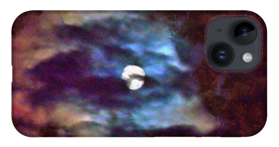 Moon iPhone 14 Case featuring the mixed media Moonscape by Christopher Reed