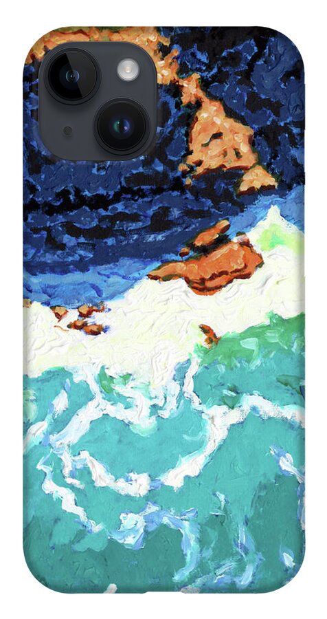 Ocean iPhone 14 Case featuring the painting Ocean Patterns #1 by John Lautermilch