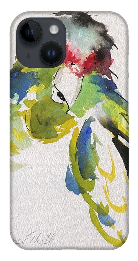 Tropical Birds iPhone 14 Case featuring the painting Parrot Portrait #1 by Elaine Elliott