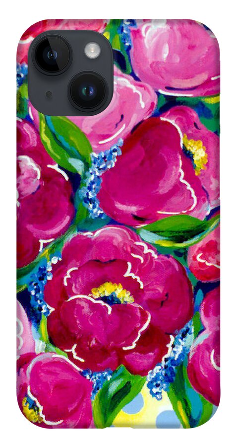 Floral iPhone 14 Case featuring the painting Polka Dot Bouquet by Beth Ann Scott