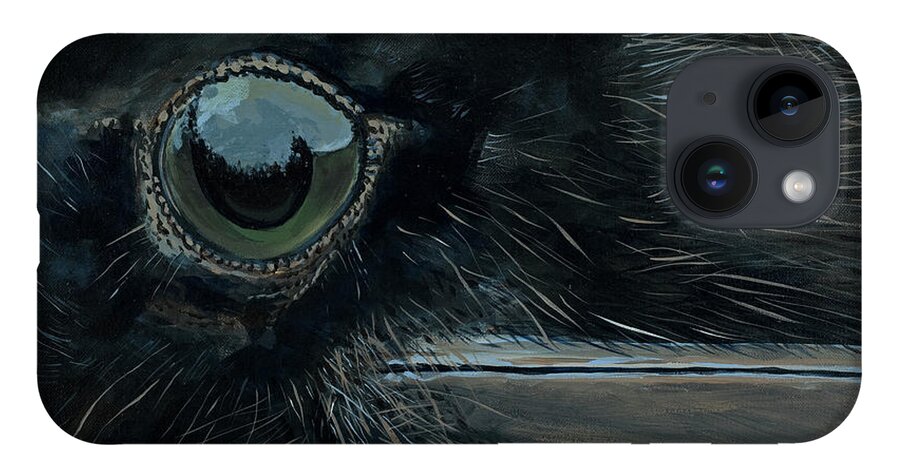 Raven iPhone 14 Case featuring the painting Raven's Eye by Les Herman