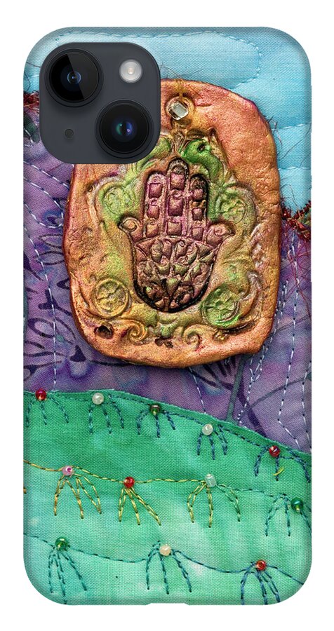 Shrine To Land And Sky iPhone 14 Case featuring the mixed media Shrine to Land and Sky D by Vivian Aumond