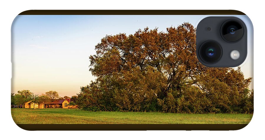 Bosque County iPhone 14 Case featuring the photograph Texas Ranch Oak at Sunset by Ron Long Ltd Photography