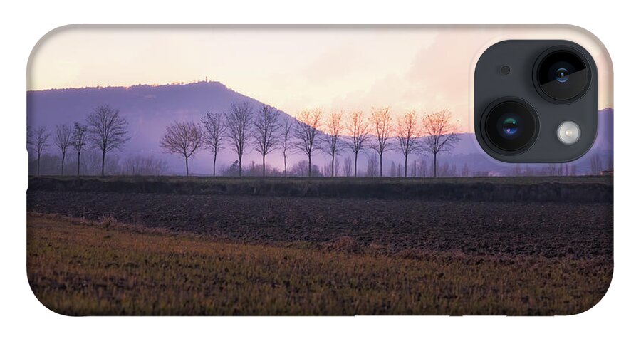 Agriculture iPhone 14 Case featuring the photograph The mist settles in the valley after sunset by Jordi Carrio Jamila