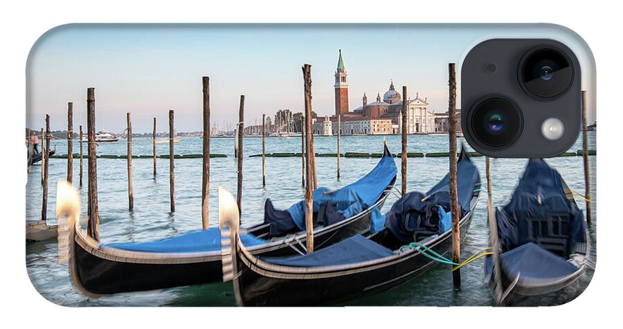 Gondola iPhone 14 Case featuring the photograph Venice Gondolas moored at the San Marco square. #2 by Michalakis Ppalis