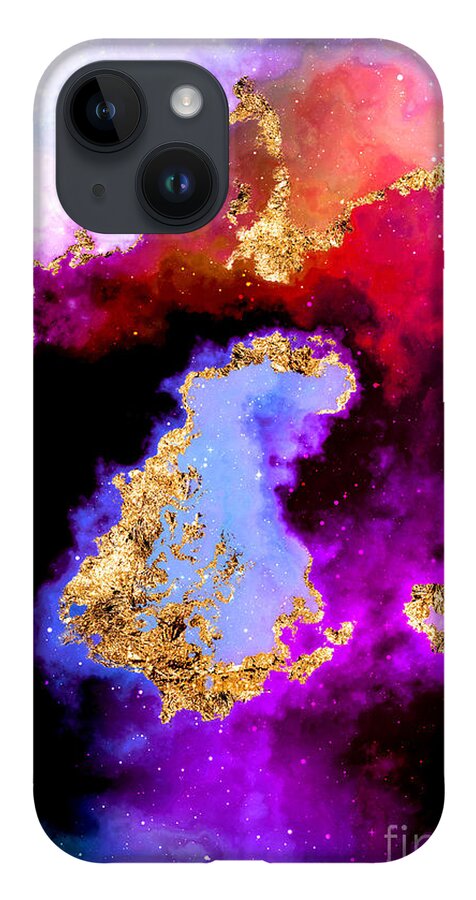 Holyrockarts iPhone 14 Case featuring the mixed media 100 Starry Nebulas in Space Abstract Digital Painting 005 by Holy Rock Design