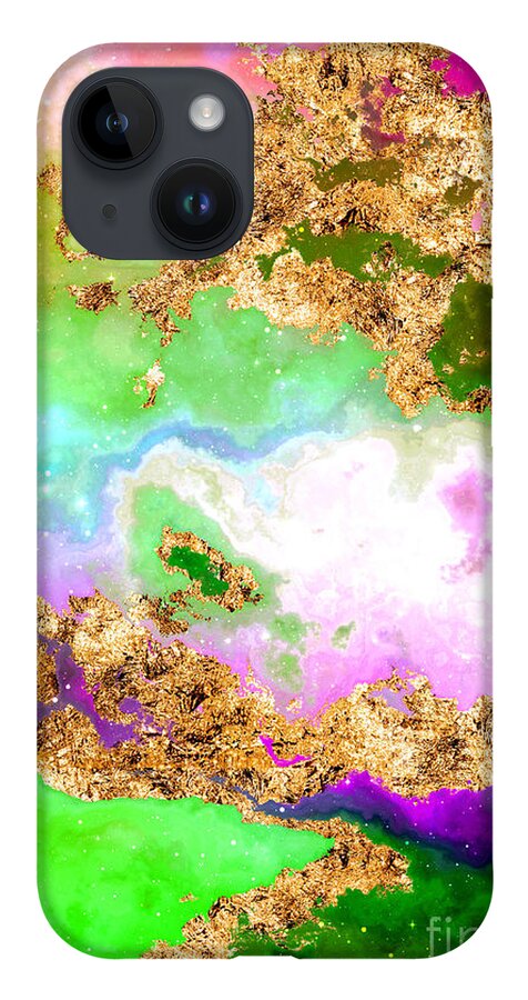 Holyrockarts iPhone 14 Case featuring the mixed media 100 Starry Nebulas in Space Abstract Digital Painting 010 by Holy Rock Design
