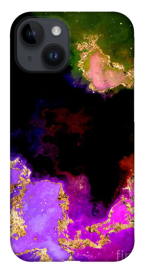 Holyrockarts iPhone 14 Case featuring the mixed media 100 Starry Nebulas in Space Abstract Digital Painting 022 by Holy Rock Design