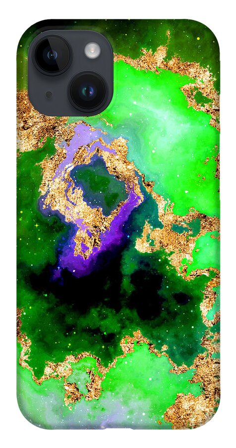 Holyrockarts iPhone 14 Case featuring the mixed media 100 Starry Nebulas in Space Abstract Digital Painting 027 by Holy Rock Design