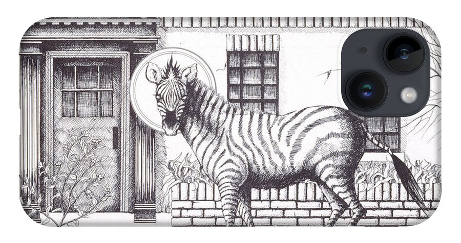 Drawing iPhone Case featuring the drawing 16th Street Zebra NYC by William Hart McNichols