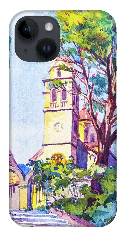 1930s iPhone 14 Case featuring the painting Church steeple in Herceg Novi, Montenegro, Dalmatia, 1938 by Viktor Wallon-Hars