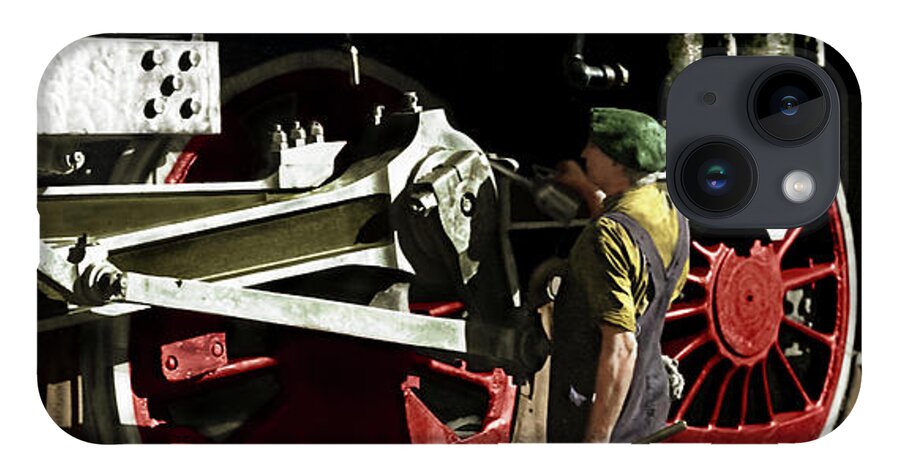 Trains iPhone 14 Case featuring the photograph The Mechanic #3 by Franchi Torres