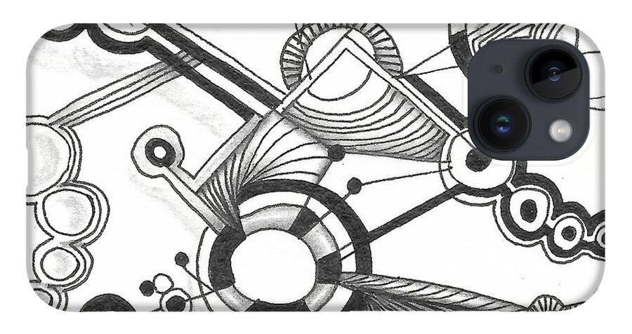 Zentangle iPhone 14 Case featuring the drawing Untitled 1 by Jan Steinle