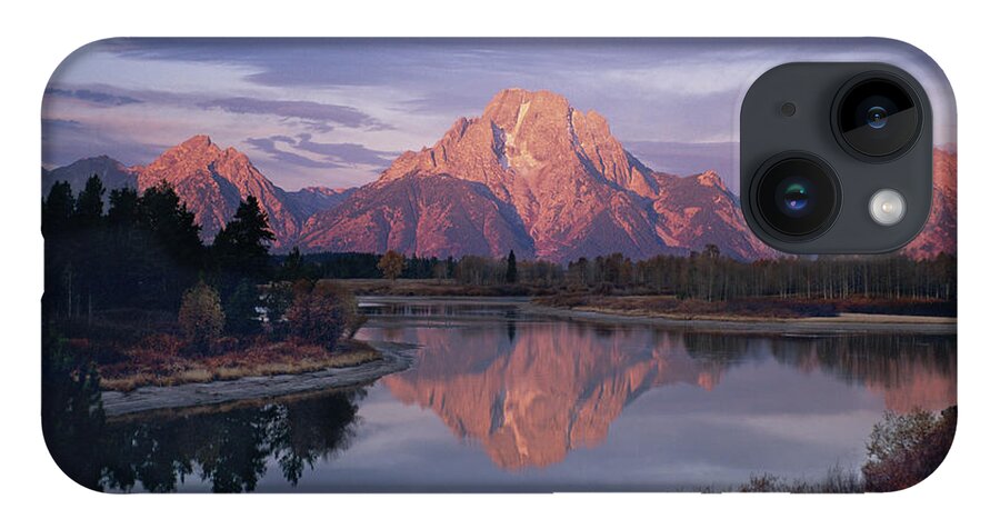 Inspirational iPhone 14 Case featuring the photograph Oxbow Bend at Sunrise, Wyoming by Bonnie Colgan