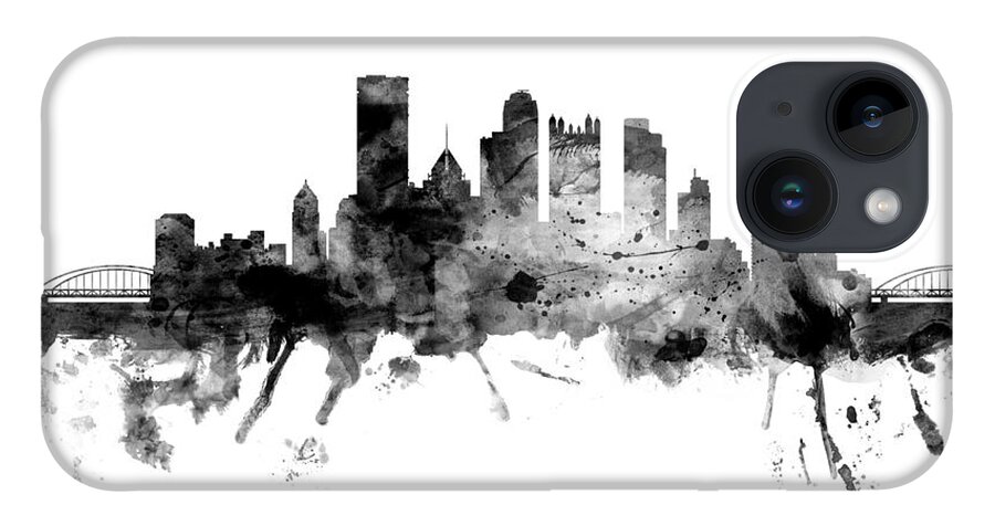 Pittsburgh iPhone 14 Case featuring the digital art Pittsburgh Pennsylvania Skyline #29 by Michael Tompsett
