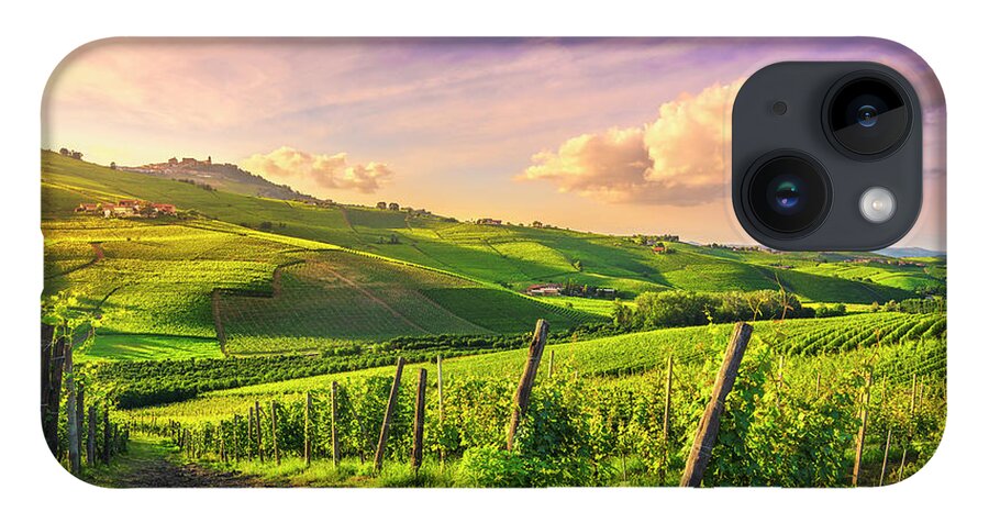 Vineyards iPhone 14 Case featuring the photograph Langhe vineyards view, Barolo and La Morra, Piedmont, Italy Euro #3 by Stefano Orazzini