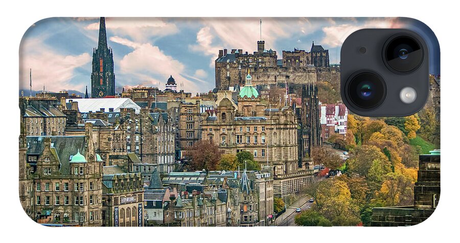 City Of Edinburgh iPhone 14 Case featuring the digital art City of Edinburgh Scotland by SnapHappy Photos