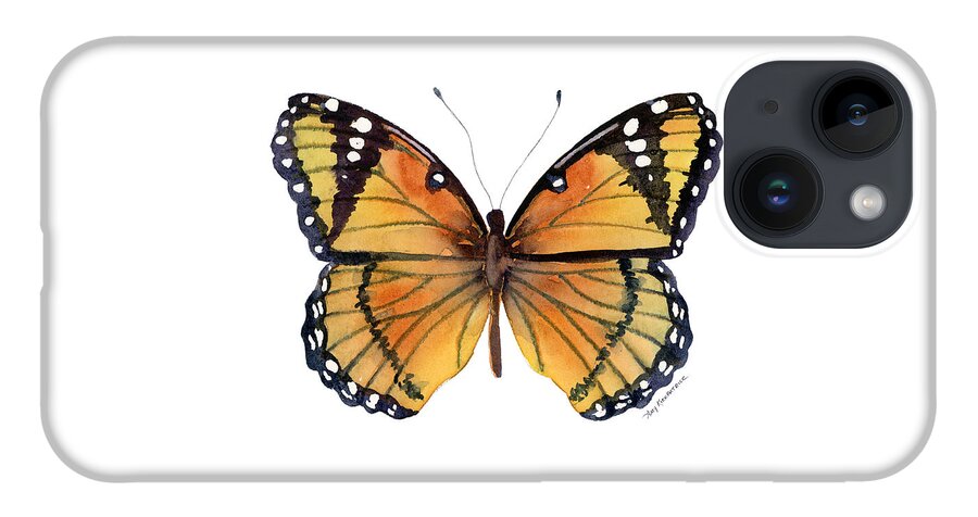 Viceroy iPhone 14 Case featuring the painting 76 Viceroy Butterfly by Amy Kirkpatrick