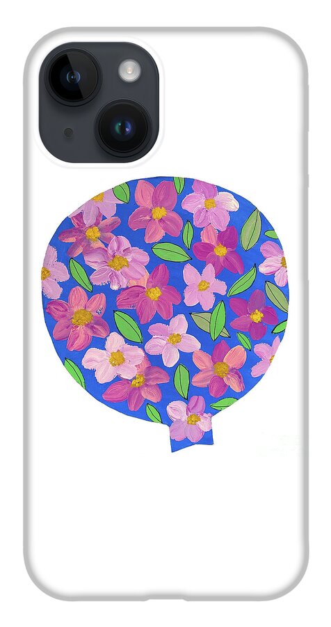 Floral iPhone Case featuring the mixed media A Balloon with Flowers by Lisa Neuman