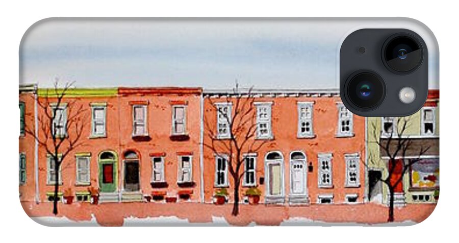Watercolor iPhone 14 Case featuring the painting A bit of Scott Street 7x30 by William Renzulli