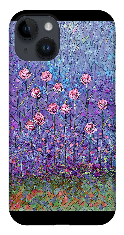 Roses iPhone 14 Case featuring the painting A Dozen Pink Roses Mosaic by Corinne Carroll