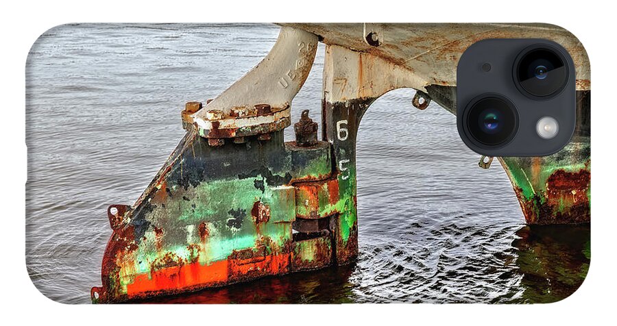 Boat iPhone 14 Case featuring the photograph A Rudder Of Many Colors by Christopher Holmes