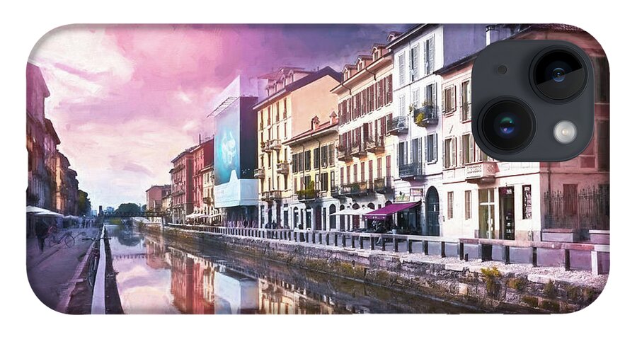Milan iPhone 14 Case featuring the photograph A Sleepy Sunday at Naviglio Grande by Carol Japp