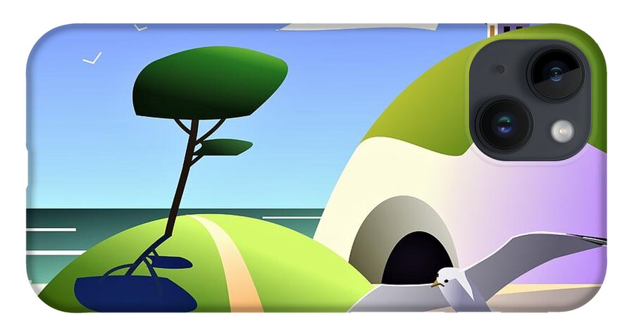 Coastal iPhone 14 Case featuring the digital art A Sunny Outlook by Fatline Graphic Art