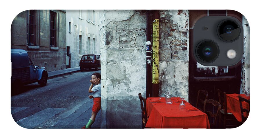 Children iPhone 14 Case featuring the photograph A Trifecta of Reds on Rue du Pot-de-Fer by Michael Gerbino