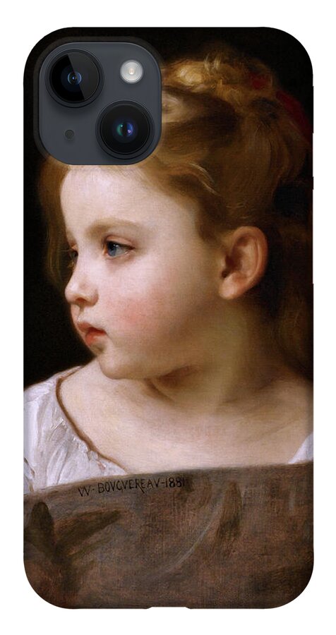 A Young Girl In Profile iPhone 14 Case featuring the painting A Young Girl In Profile by William-Adolphe Bouguereau by Rolando Burbon
