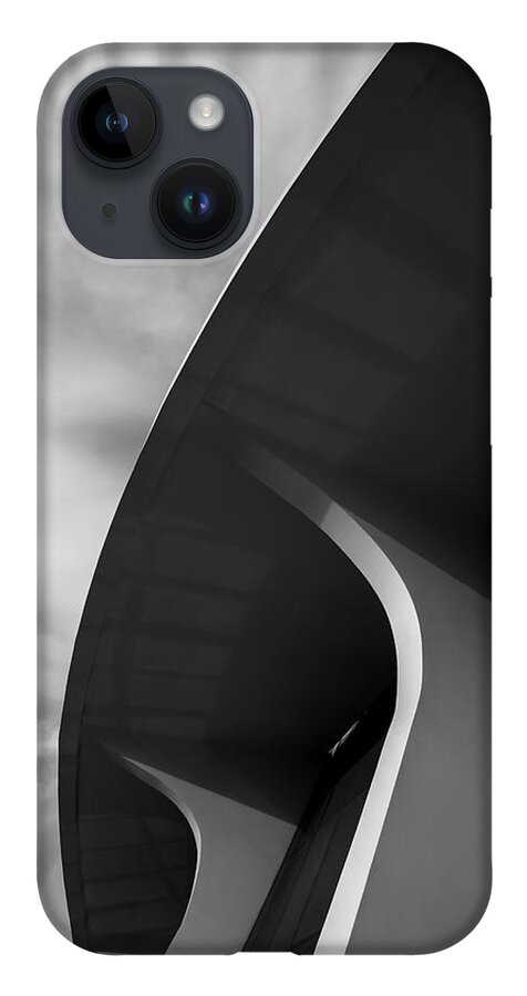 Architecture iPhone 14 Case featuring the photograph Abstract architecture design. Black and white futuristic exterio by Michalakis Ppalis
