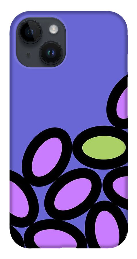 Abstract iPhone 14 Case featuring the digital art Abstract Ovals on Twilight by Donna Mibus