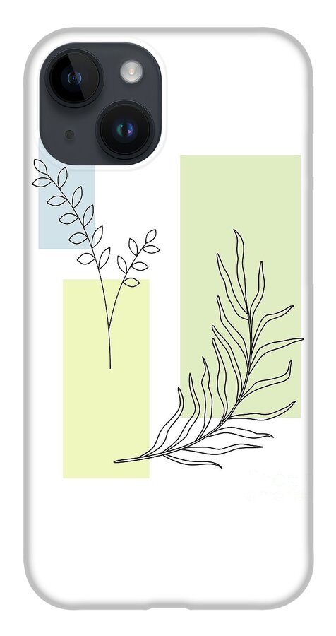 Botanical iPhone 14 Case featuring the digital art Abstract Plants Pastel 2 by Donna Mibus
