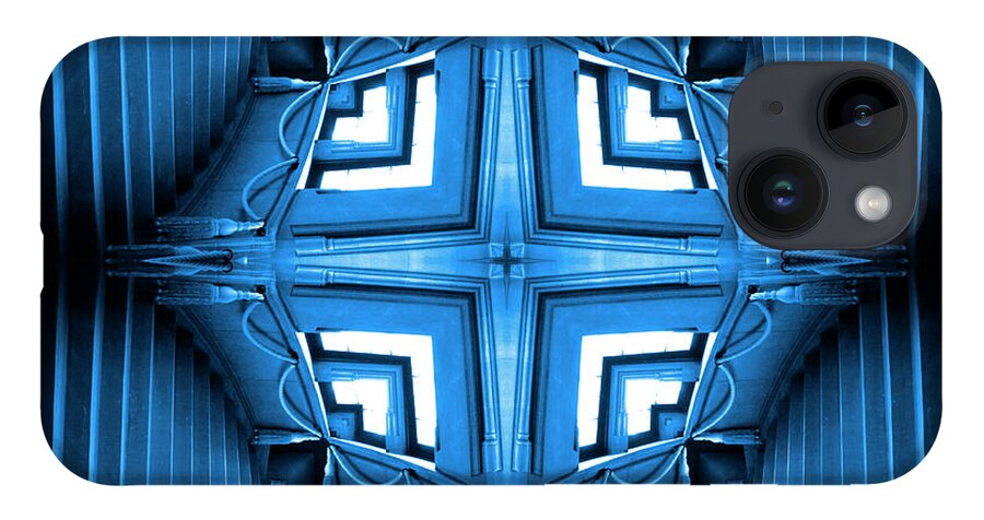 Abstract Stairs iPhone Case featuring the photograph Abstract Stairs 6 in Blue by Mike McGlothlen