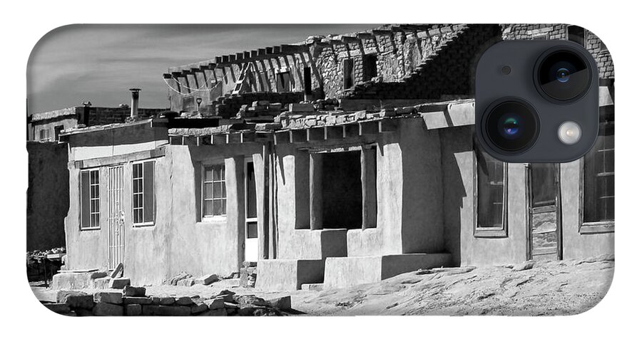 Acoma Pueblo iPhone 14 Case featuring the photograph Acoma Pueblo Adobe Homes B W by Mike McGlothlen