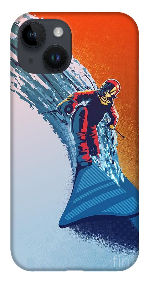 Ski Art iPhone 14 Case featuring the painting Addicted to Powder by Sassan Filsoof