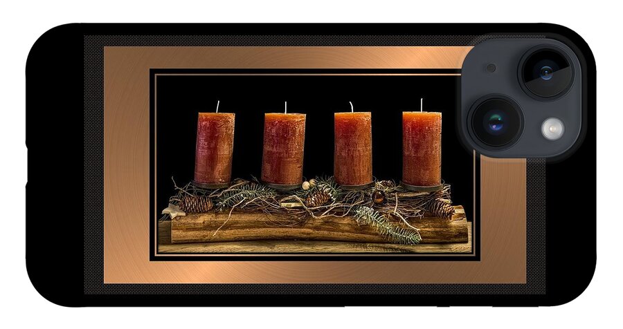 Advent iPhone 14 Case featuring the mixed media Advent Wreath in Bronze by Nancy Ayanna Wyatt