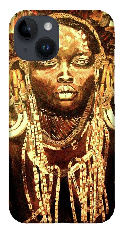 Africa iPhone 14 Case featuring the painting African Beauty by Kowie Theron